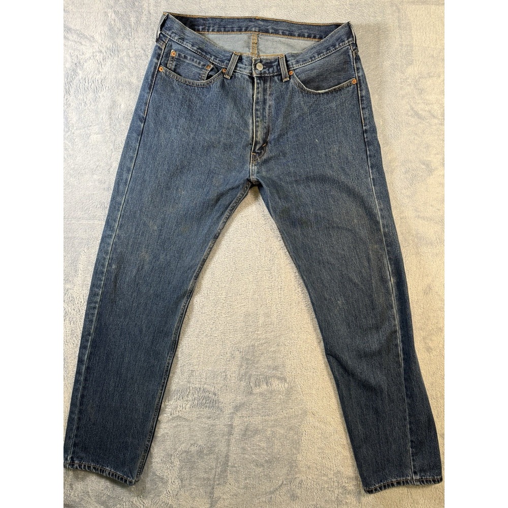 Levis 505 Regular Fit Jeans Mens 36x34 Blue Denim Straight Leg 36x32.5 #3175-8